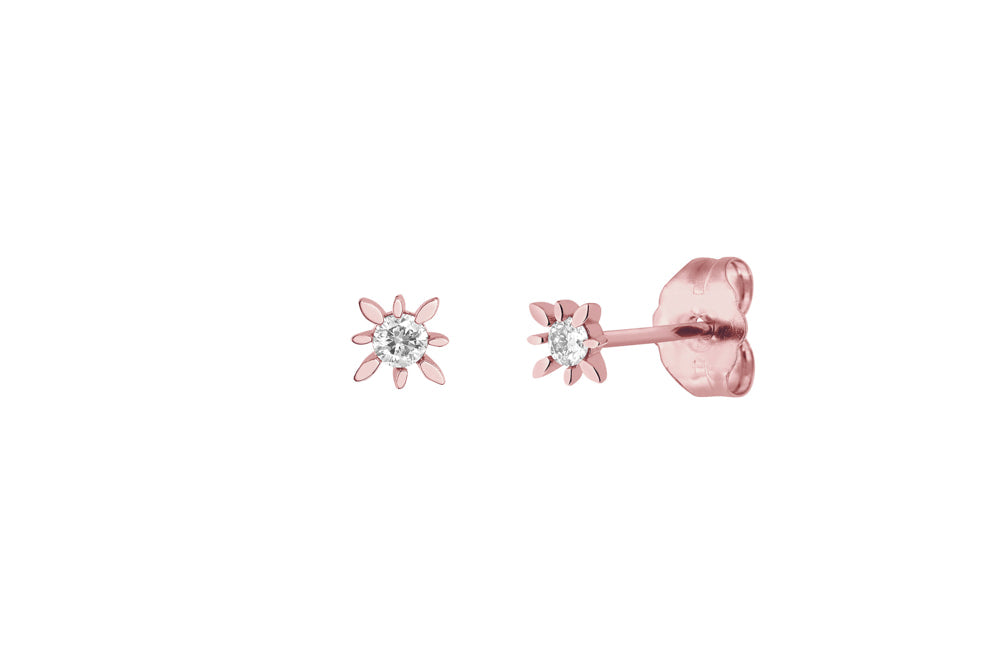 MARQUISE - Stud Earring with Diamond - 14K Roségold