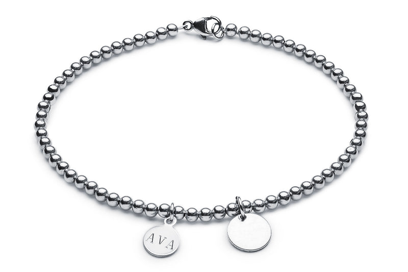 KANA Small - Engravable Bracelet  - Kugelarmband mit Gravuranhänger -  Silber - CLASSYANDFABULOUS JEWELRY