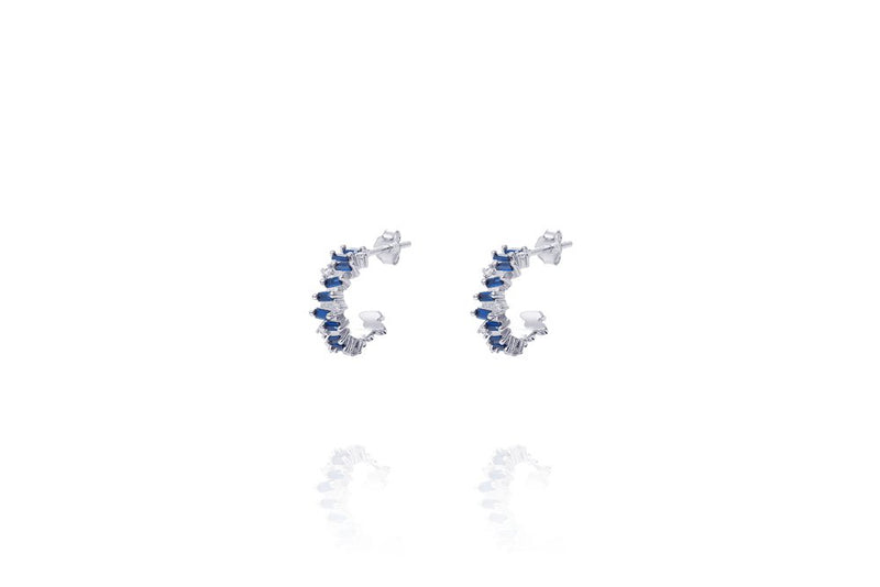 LORA COLOR SMALL HOOPS - Saphir Blue/Silber -LIMITIERT