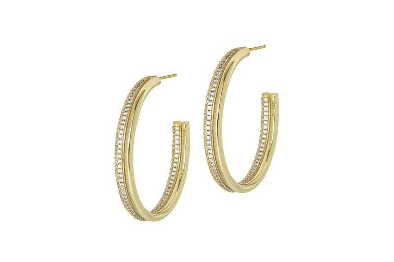 HER - HALF PAVÉ GM HOOPS - GOLD