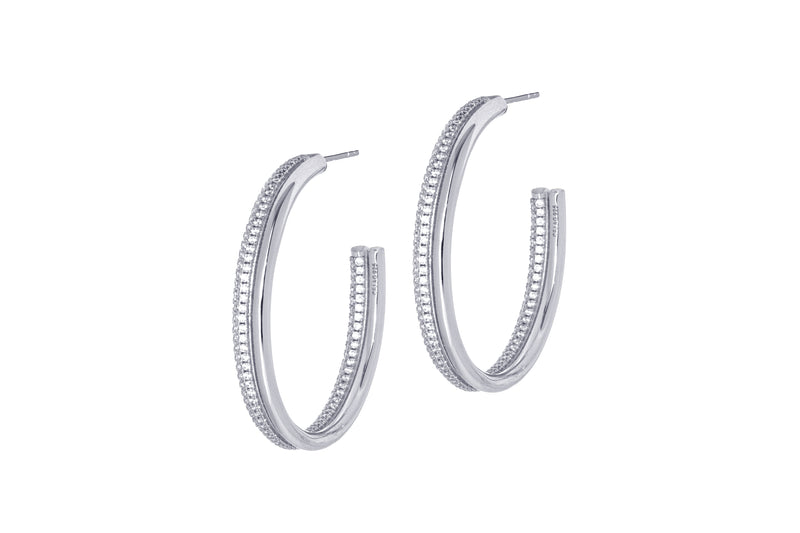 HER - HALF PAVÉ GM HOOPS - SILBER