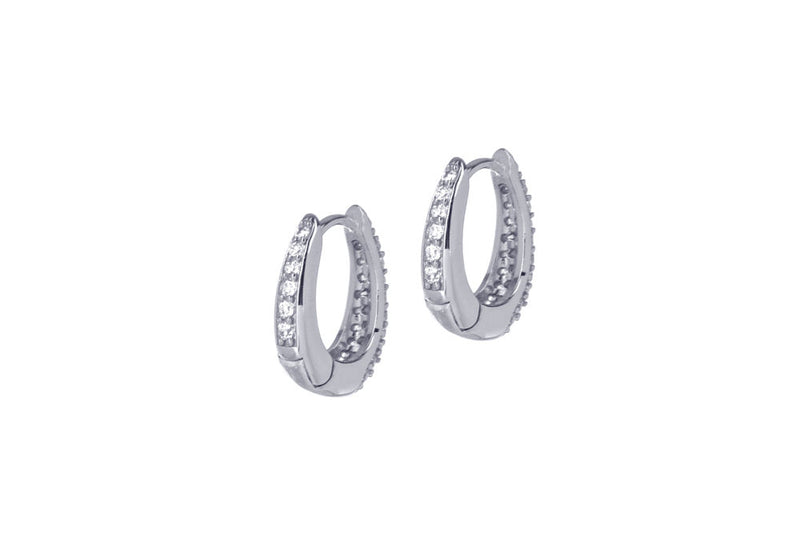 HER - FULL PAVÉ 2IN1 OVAL PM HOOPS - SILBER