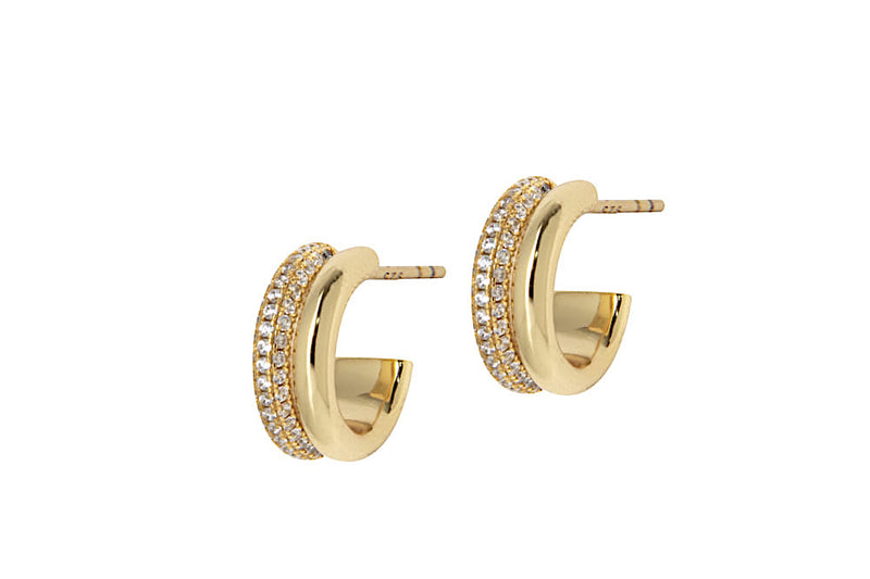 HER - HALF PAVÉ PM HOOPS - GOLD