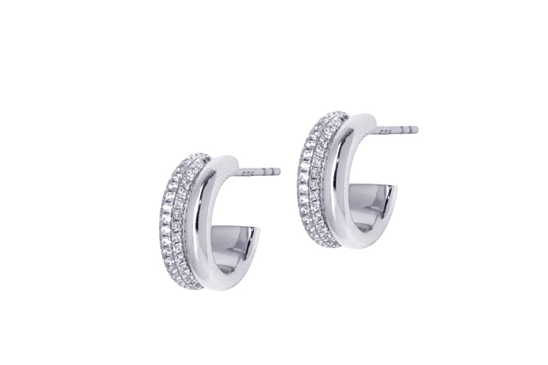 HER - HALF PAVÉ PM HOOPS - SILBER