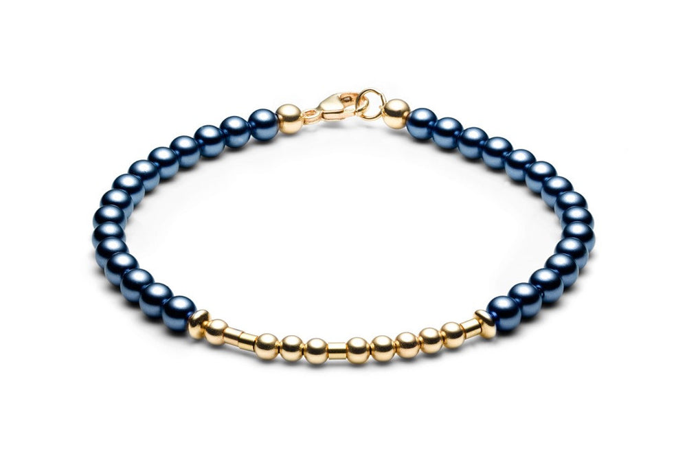 Kugelarmband/ Namensarmband • Morsecode • Blau/ Gold - CLASSYANDFABULOUS JEWELRY