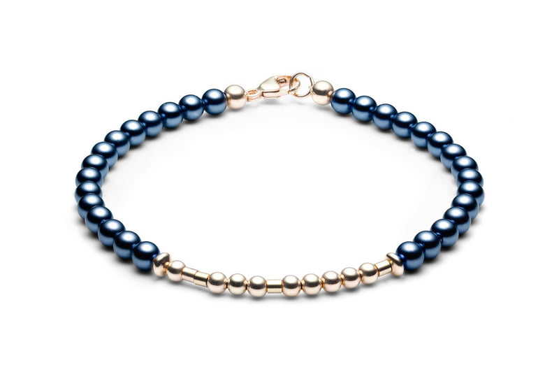 Kugelarmband/ Namensarmband • Morsecode • Blau/ Roségold - CLASSYANDFABULOUS JEWELRY