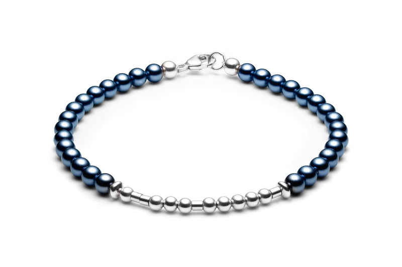 Kugelarmband/ Namensarmband • Morsecode • Blau/ Silber - CLASSYANDFABULOUS JEWELRY