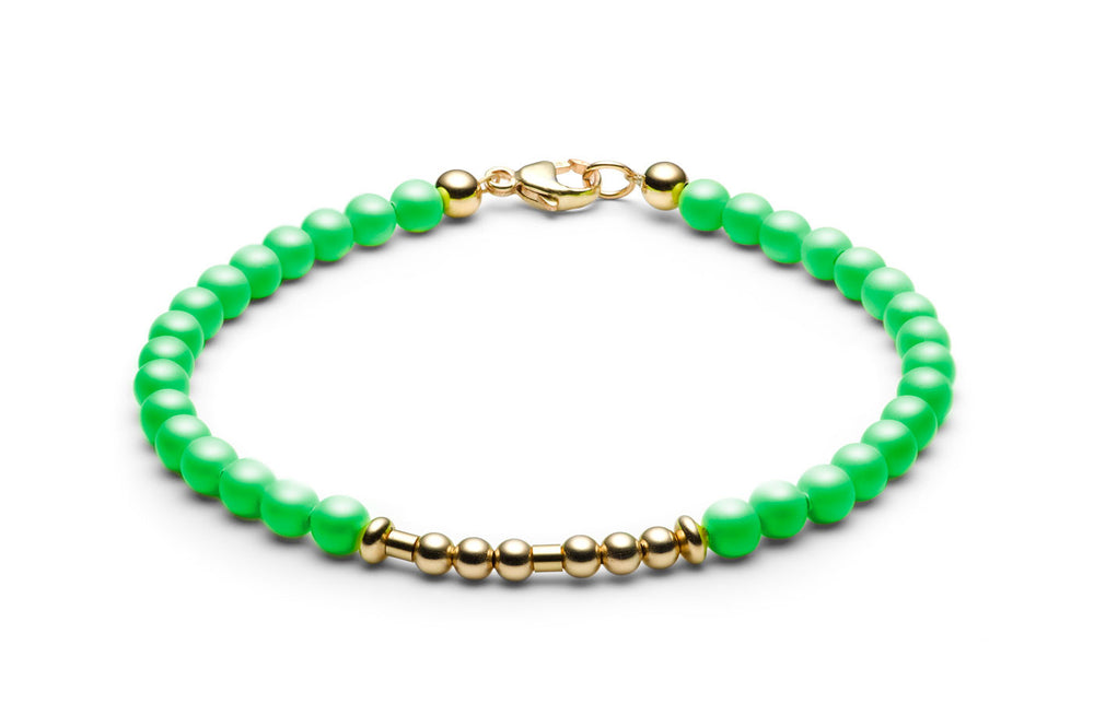 Kugelarmband/ Namensarmband • Morsecode • Neon Grün/ Gold - CLASSYANDFABULOUS JEWELRY