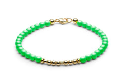 Kugelarmband/ Namensarmband • Morsecode • Neon Grün/ Gold - CLASSYANDFABULOUS JEWELRY