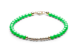 Kugelarmband/ Namensarmband • Morsecode • Neon Grün/ Gold - CLASSYANDFABULOUS JEWELRY