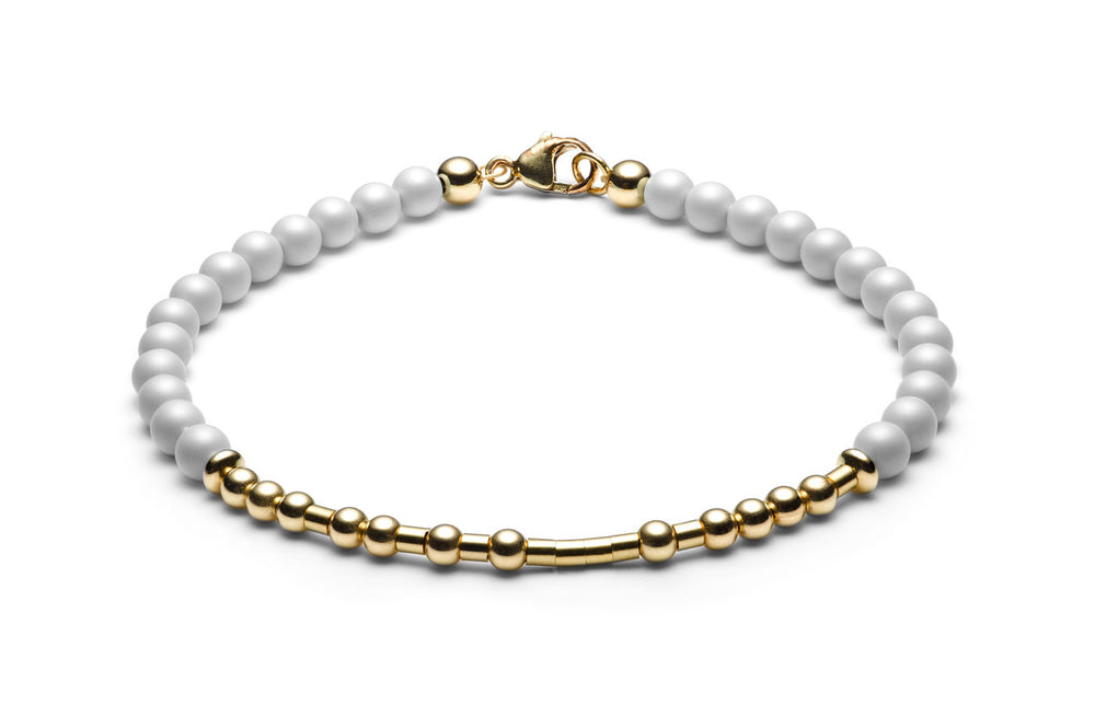 Kugelarmband/ Namensarmband • Morsecode • Pastellgrau/ Silber - CLASSYANDFABULOUS JEWELRY
