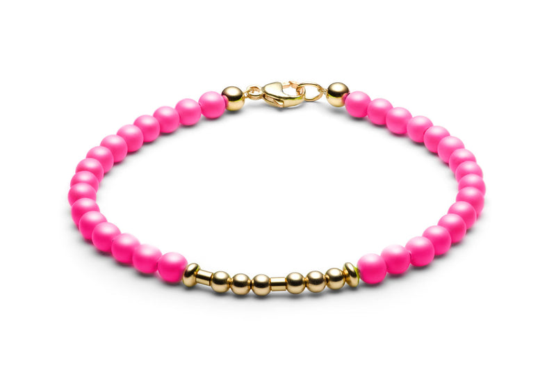 Kugelarmband/ Namensarmband • Morsecode • Neon Pink/ Gold - CLASSYANDFABULOUS JEWELRY