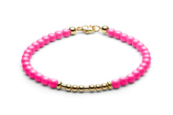Kugelarmband/ Namensarmband • Morsecode • Neon Pink/ Roségold - CLASSYANDFABULOUS JEWELRY