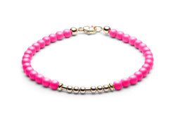 Kugelarmband/ Namensarmband • Morsecode • Neon Pink/ Roségold - CLASSYANDFABULOUS JEWELRY