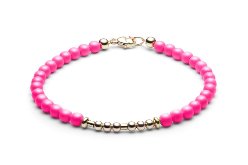Kugelarmband/ Namensarmband • Morsecode • Neon Pink/ Roségold - CLASSYANDFABULOUS JEWELRY
