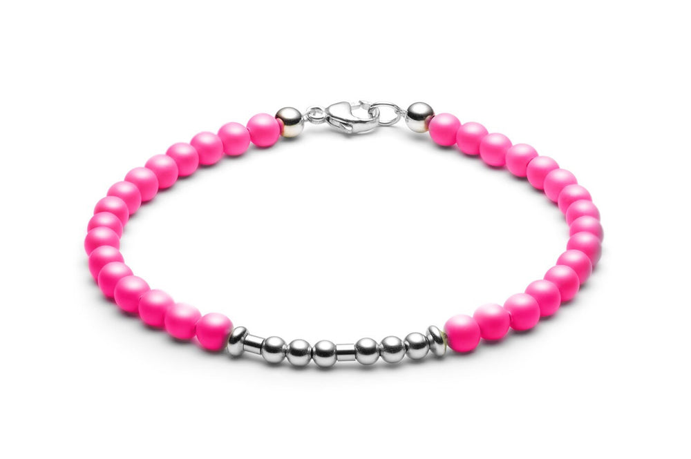 Kugelarmband/ Namensarmband • Morsecode • Neon Pink/ Roségold - CLASSYANDFABULOUS JEWELRY