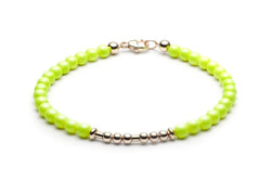 Kugelarmband/ Namensarmband • Morsecode • Neon Gelb/ Silber - CLASSYANDFABULOUS JEWELRY