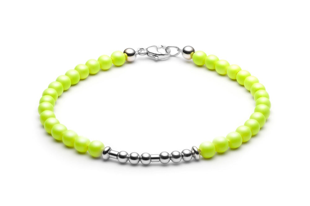 Kugelarmband/ Namensarmband • Morsecode • Neon Gelb/ Silber - CLASSYANDFABULOUS JEWELRY