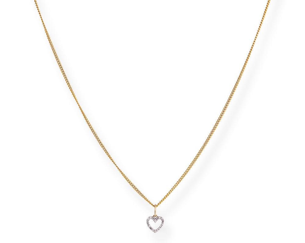 Diamond Heart Chain - Kette mit Herz Anhänger aus Diamanten -  Gold
