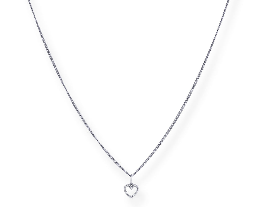 Diamond Heart Chain - Kette mit Herz Anhänger aus Diamanten -  Weissgold