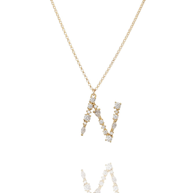 N - Buchstaben Kette - Letter Chain - Gold - CLASSYANDFABULOUS JEWELRY