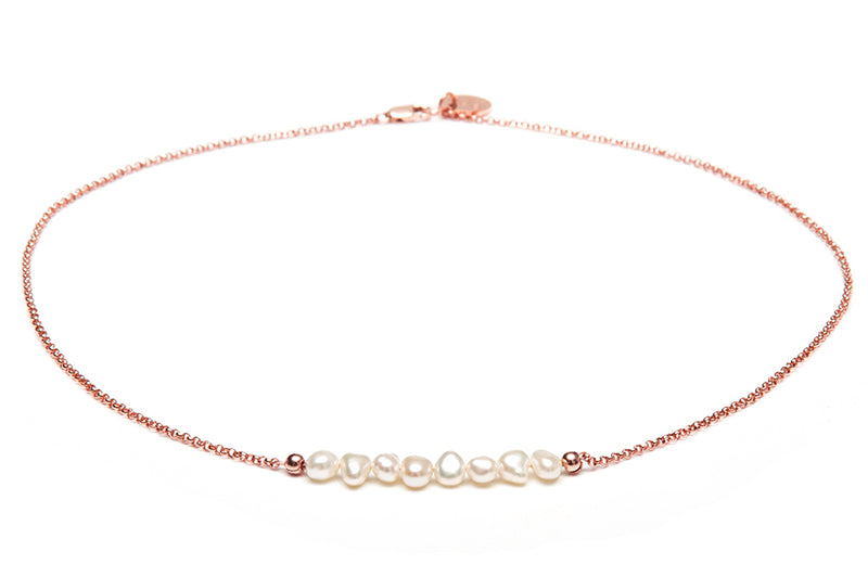 ORISA - elegante Kette mit Süßwasser Perlen - Roségold - CLASSYANDFABULOUS JEWELRY