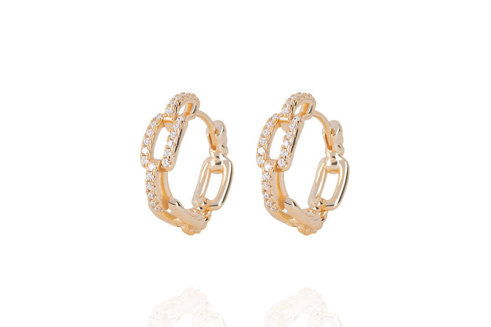 DAYA 2in1  - THE SMALL CHAIN HOOPS - Gold