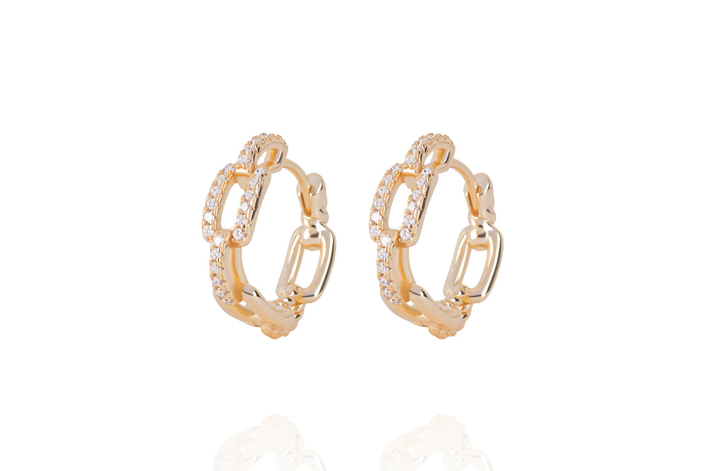 DAYA 2in1  - THE SMALL CHAIN HOOPS - Gold