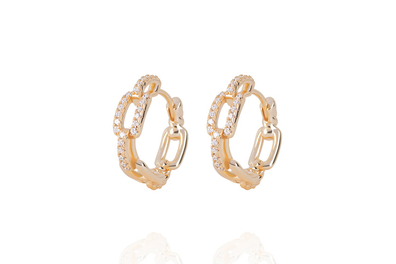 DAYA 2in1  - THE SMALL CHAIN HOOPS - Gold