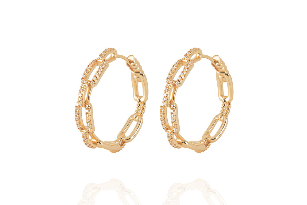 DAYA 2in1  - THE MEDIUM CHAIN HOOPS- Gold