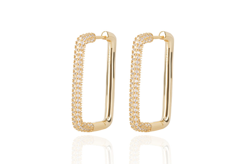 CELINÈ - FULL PAVÈ GM TREASURE RECTANGLE HOOPS- GOLD