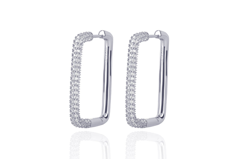 CELINÈ - FULL PAVÈ GM TREASURE RECTANGLE HOOPS- SILBER