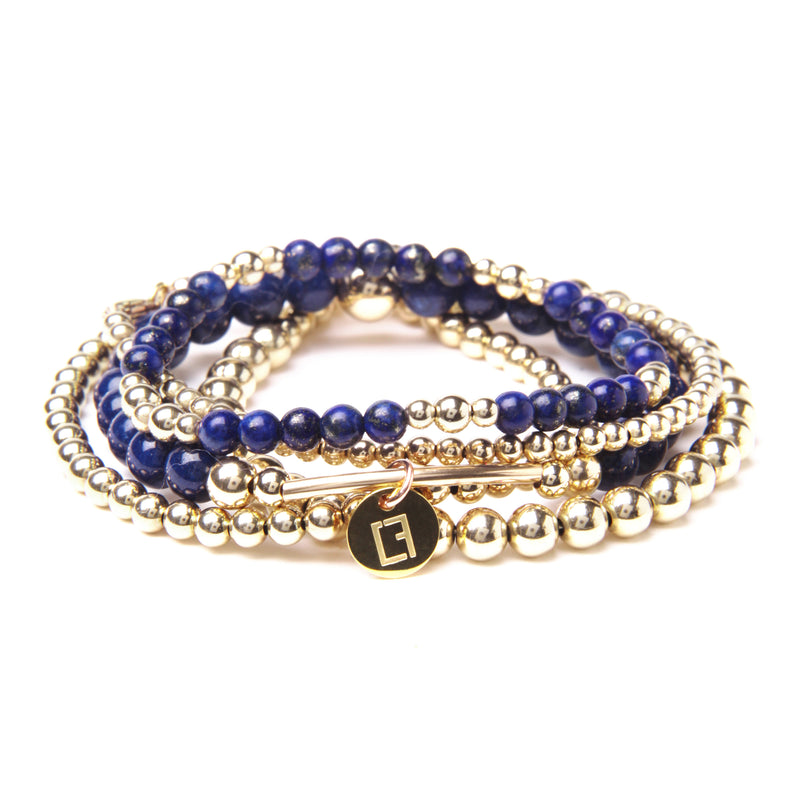 THE INDIGO STACK - Set aus 5 Kugelarmbändern - Dunkelblauer Jade Stein - CLASSYANDFABULOUS JEWELRY