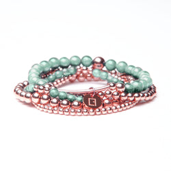 THE TEAL STACK - Set aus 5 Kugelarmbändern - Türkiser Jade Stein - CLASSYANDFABULOUS JEWELRY