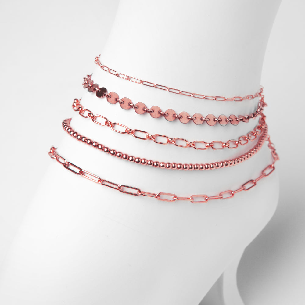 NEVE Anklet - Pailletten Fusskette -  Roségold - CLASSYANDFABULOUS JEWELRY