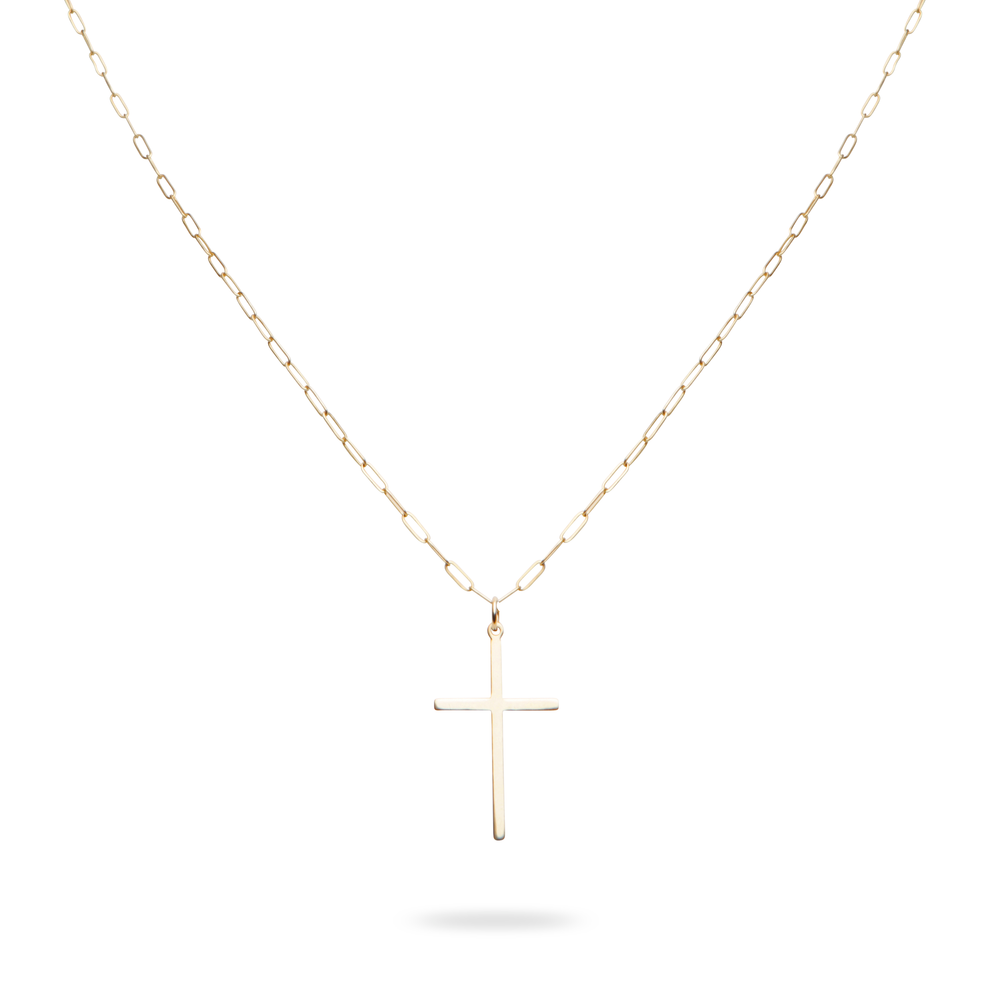 LEA - Moderne Kette mit Kreuz Anhänger - individuell einstellbar -  Gold - CLASSYANDFABULOUS JEWELRY