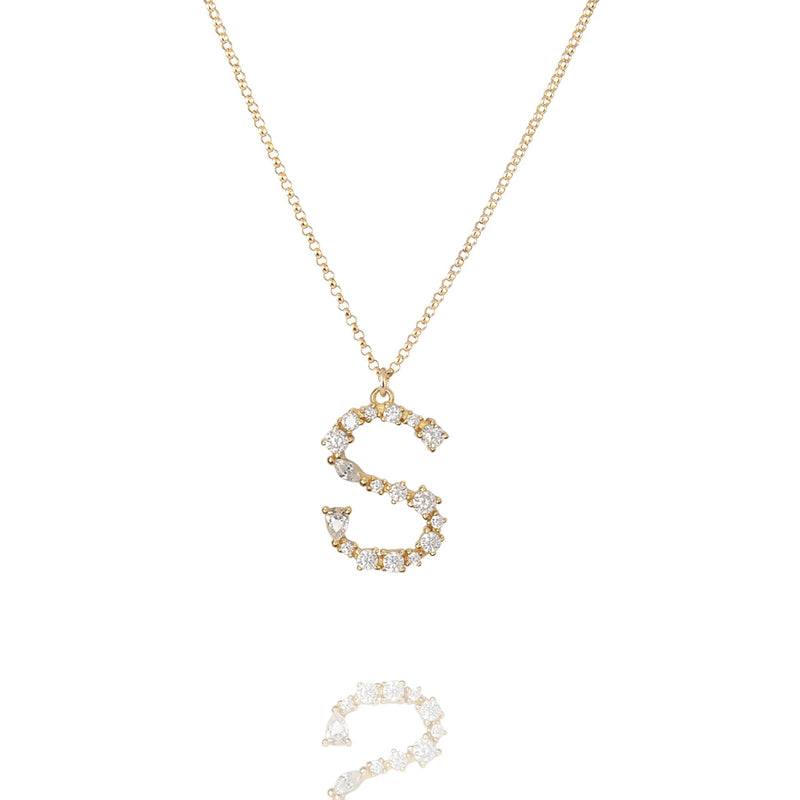 S - Buchstaben Kette - Letter Chain - Gold - CLASSYANDFABULOUS JEWELRY