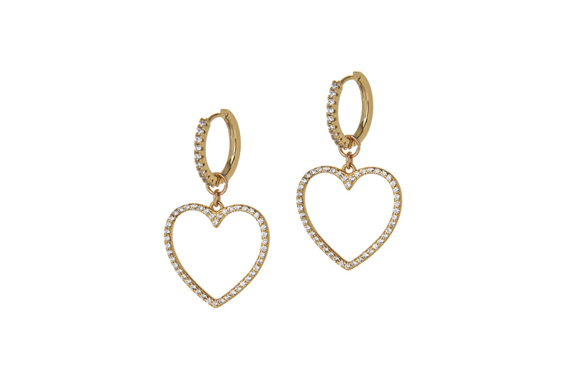 THE FULL DIAMOND HEART HOOPS - GOLD