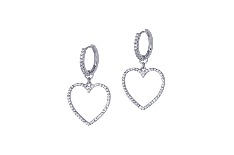 THE FULL DIAMOND HEART HOOPS - SILBER