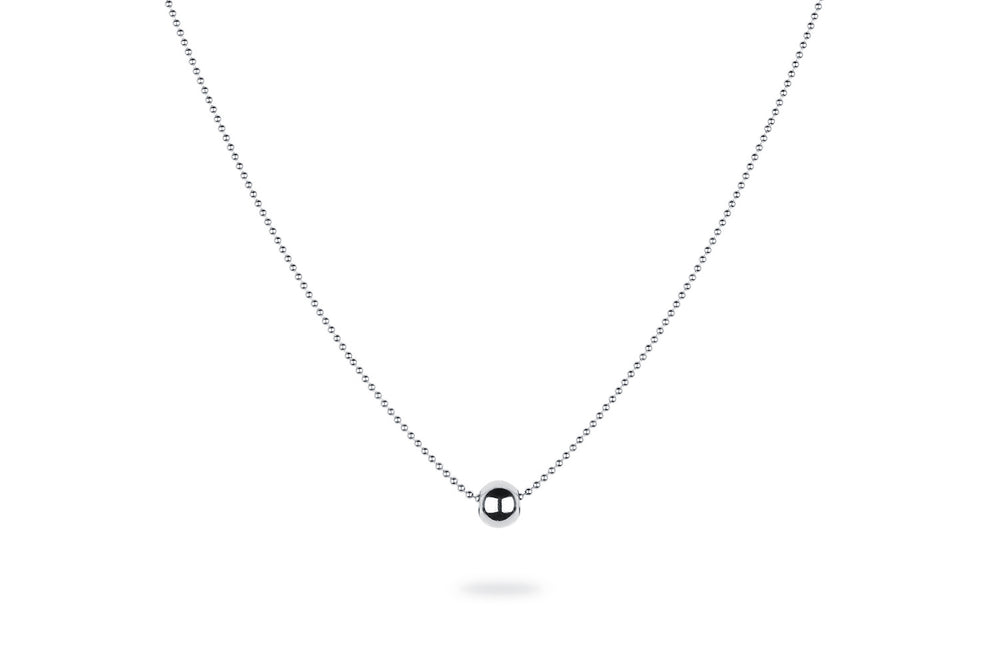 Single Ball Necklace  - Moderne Kette mit Kugelanhänger -  Silber - CLASSYANDFABULOUS JEWELRY