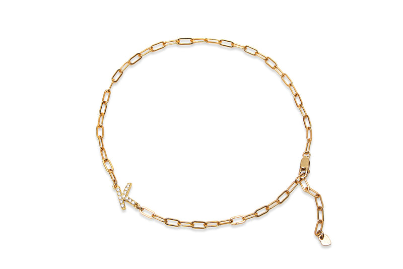 VALDA SMALL INITIAL Anklet - Fusskettchen Gold