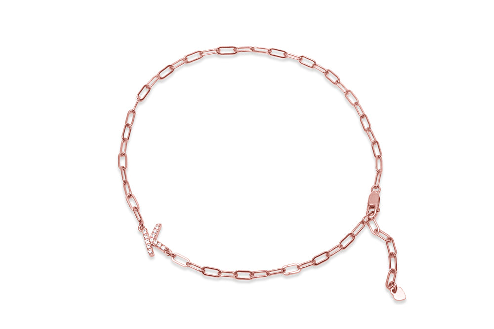 VALDA SMALL INITIAL Anklet -Roségold