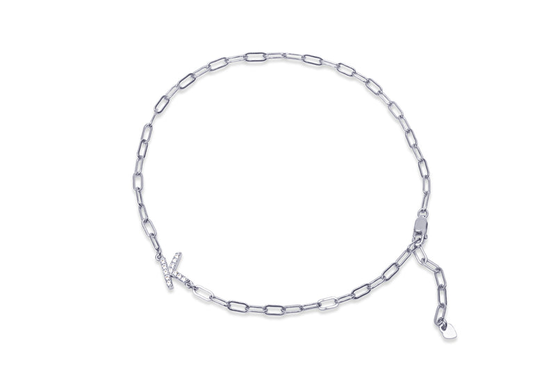 VALDA SMALL INITIAL Anklet - Fusskettchen Silber