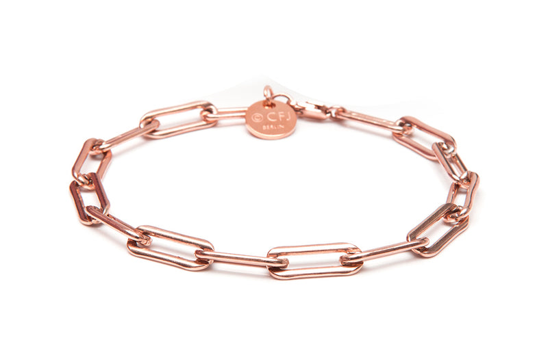 VALDA Jumbo Long Link Bracelet - stylisches Gliederarmband -  Roségold - CLASSYANDFABULOUS JEWELRY