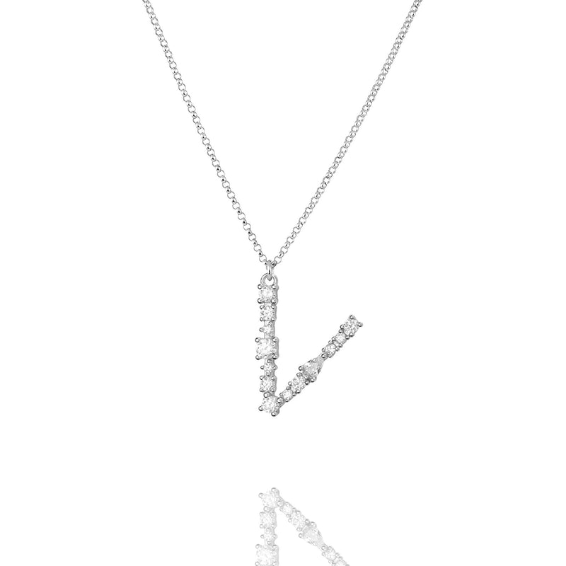 V - Buchstaben Kette - Letter Chain - Silber - CLASSYANDFABULOUS JEWELRY