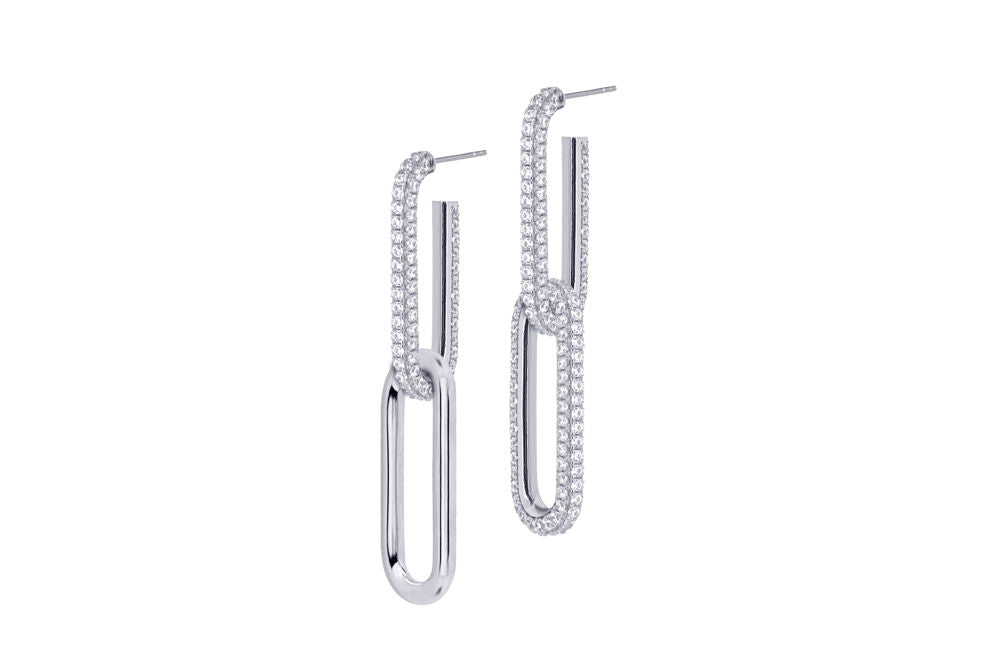 YVA DOUBLE MIX -  ELONGATED CHAIN LINK EARRINGS - SILBER