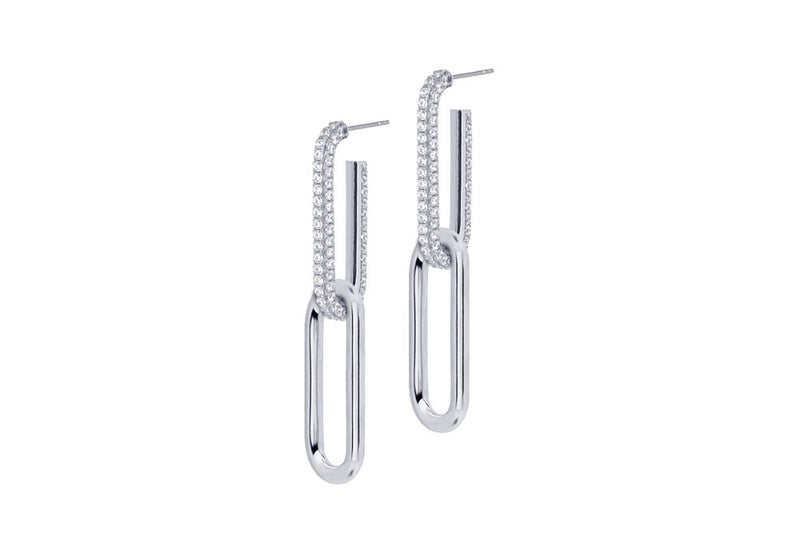 YVA DOUBLE PLAIN -  ELONGATED CHAIN LINK EARRINGS - SILBER