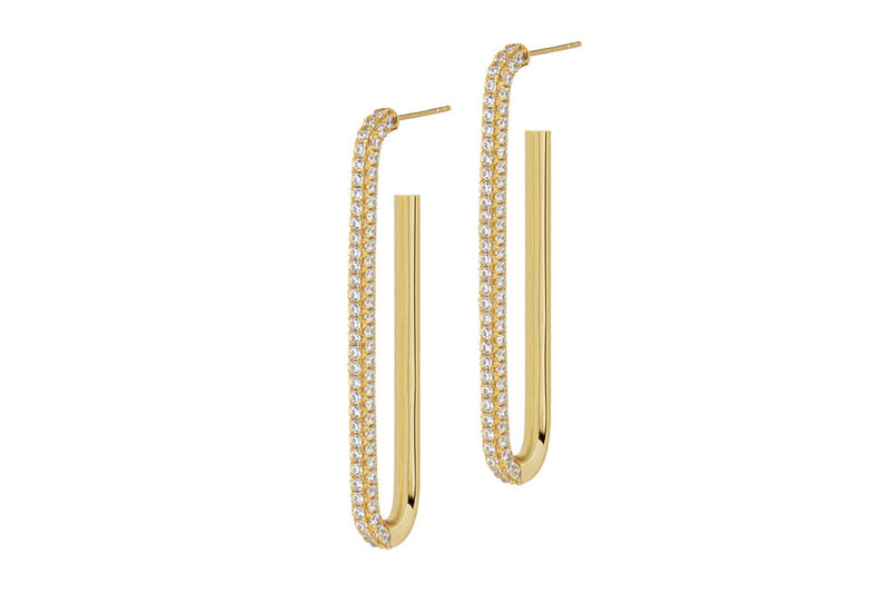 YVA LONG - FULLPAVÉ ELONGATED CHAIN LINK EARRINGS - GOLD