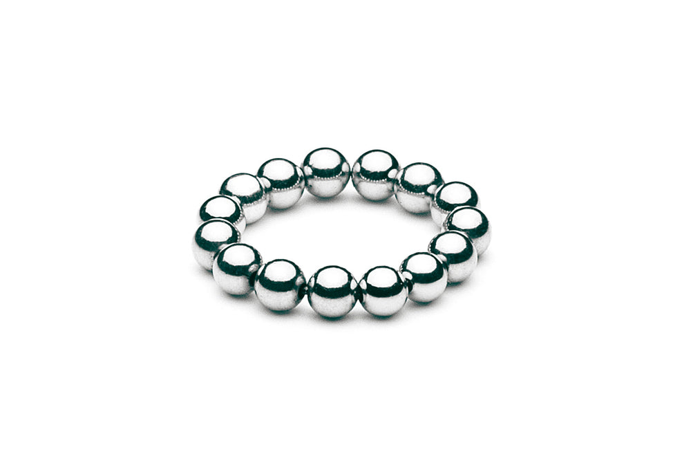 Beaded Ring  - Kugelring • elastisch • maxi -  Silber