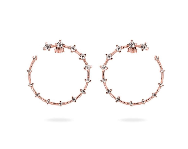 GIZA Diamond Row OPEN Circle Earrings - Roségold - CLASSYANDFABULOUS JEWELRY